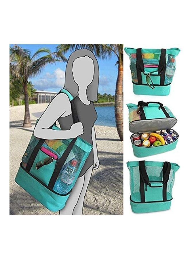NIBEMINENT Mesh Large Beach Tote Zipper with Insulated Cooler Bag - Image 3