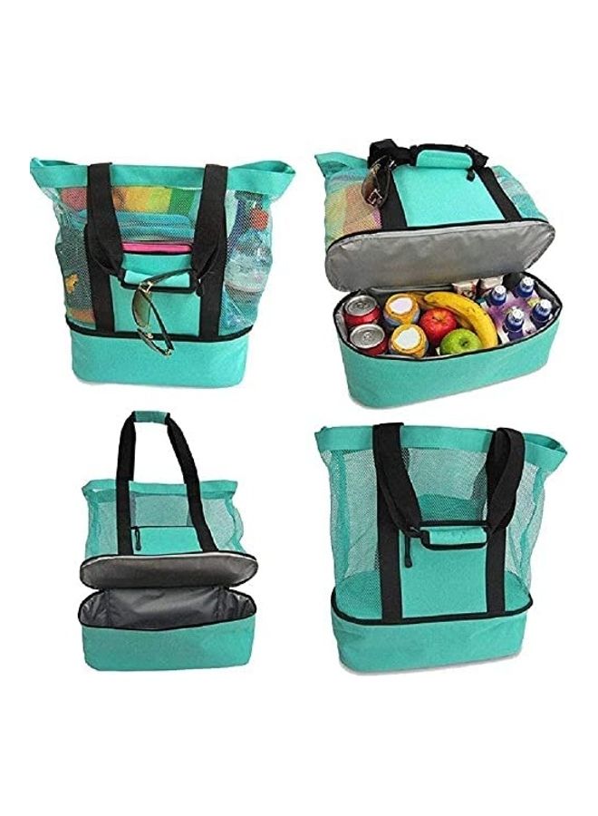 NIBEMINENT Mesh Large Beach Tote Zipper with Insulated Cooler Bag - Image 4