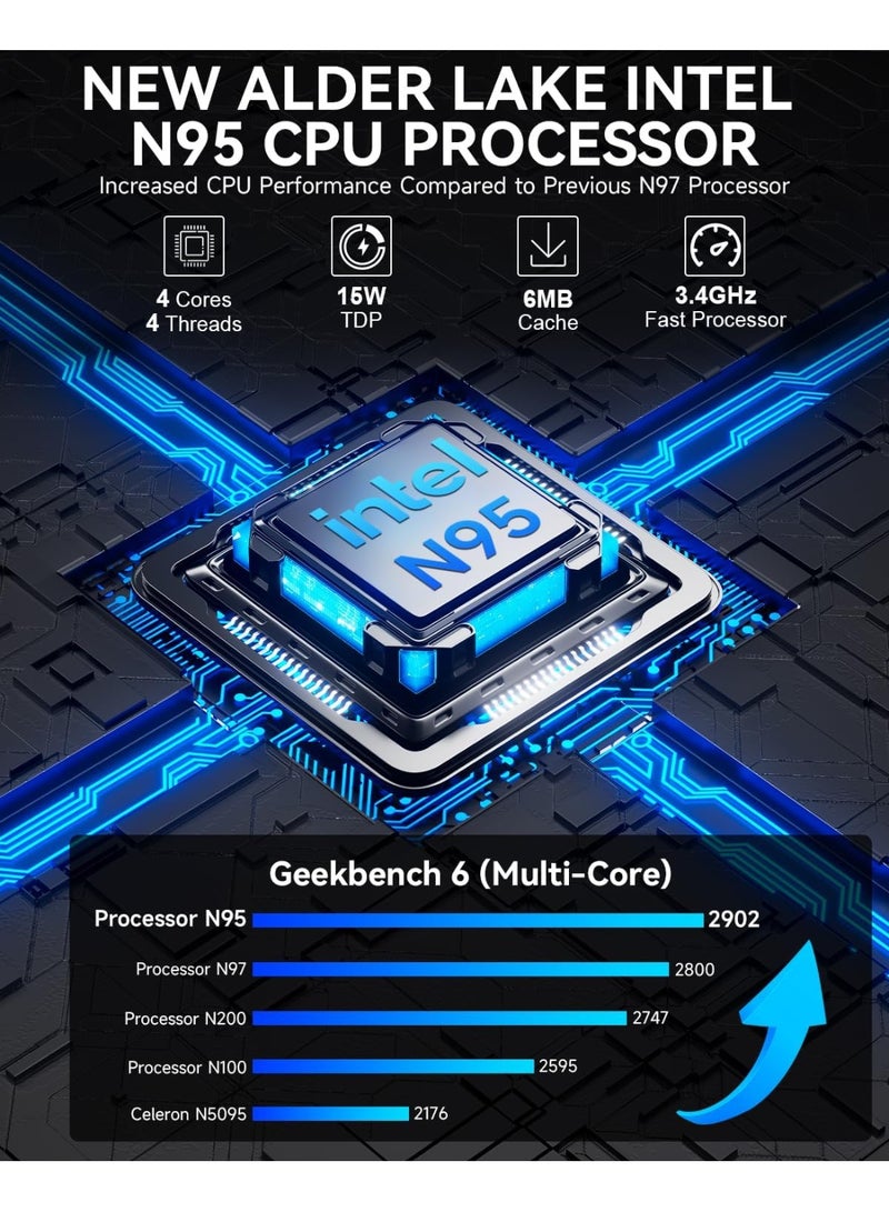 GMKtec G3S Mini PC Intel N95 Processor Up to 3.4GHz, 8GB RAM 256GB M.2 SSD Mini Desktop Computer for Office, Business, Home & HTPC, Dual 4K Display, WiFi 5, Gigabit Ethernet, VESA Mount black - Image 3