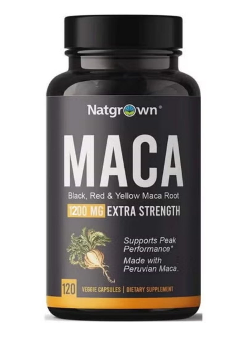 Natgrown Extra Strength Maca Root 1200mg 120 Capsules for Men's Energy Stamina & Vitality - Image 1