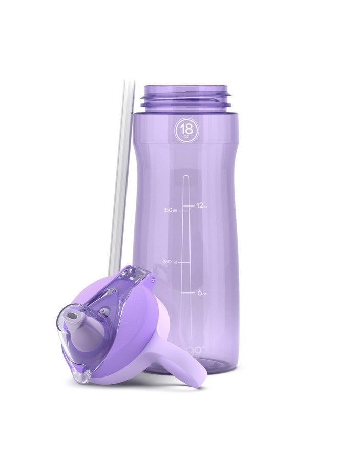Pogo Plastic Water Bottle with Soft Straw Lid and Carry Handle, BPA Free, Dishwasher Safe, 18oz, Lilac - Image 5