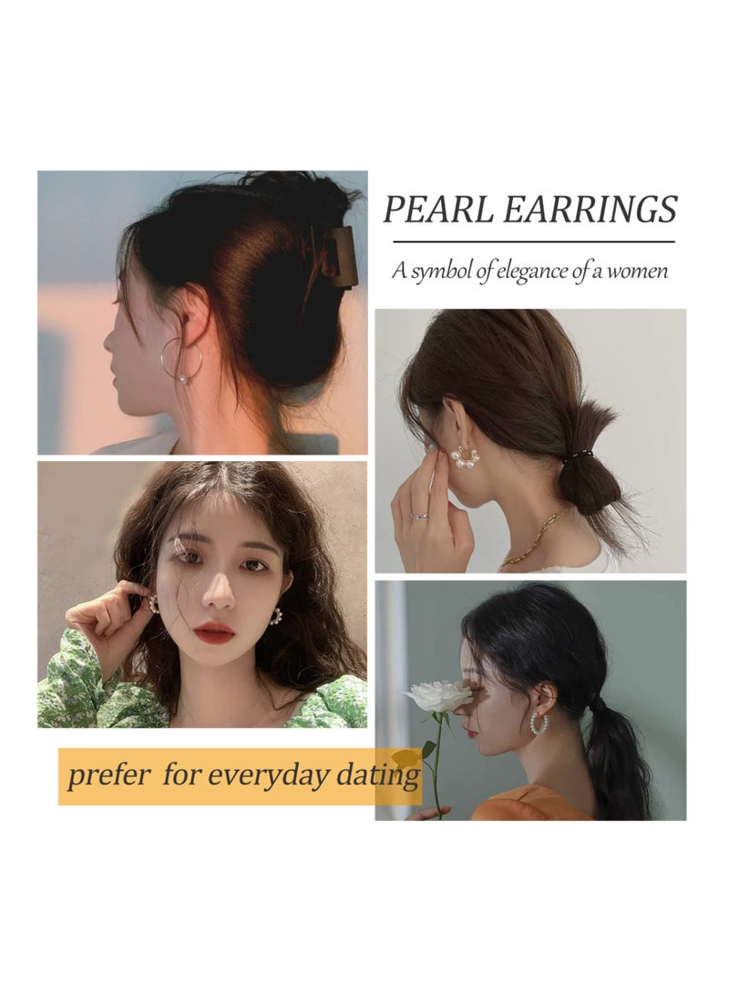 SYOSI 44 Pairs Gold Hoop Earrings Set for Women, Fashionable Dangle Heart Earrings Statement Pearl Earrings Collection Hypoallergenic Chunky Hoops Set Elegant Gold Earring Set for Birthday Party Gift - Image 3
