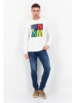 Levi's Men Crew Neck Long Sleeve Graphic Print Sweatshirt, White  - Image 3