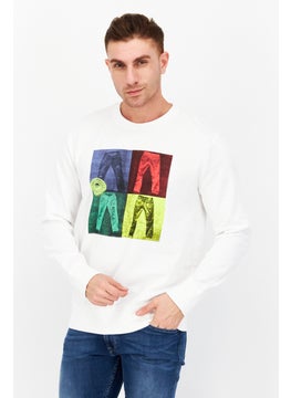 Levi's Men Crew Neck Long Sleeve Graphic Print Sweatshirt, White  - Image 1