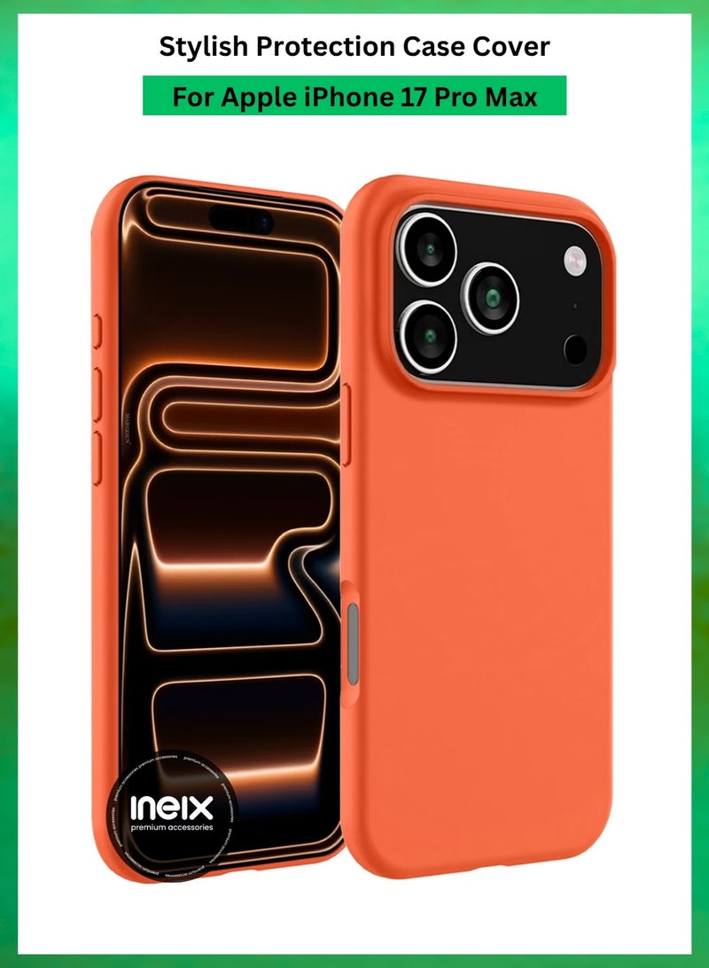 INEIX Apple iPhone 17 Pro Max Case Silicone Protective Cover for Apple iPhone 17 Pro Max Soft Liquid Gel Rubber Cover Anti-Scratch Anti-Fingerprint Anti-Drop ( Orange) - Image 1