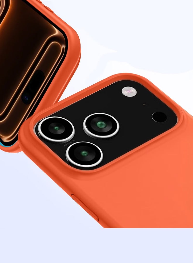 INEIX Apple iPhone 17 Pro Max Case Silicone Protective Cover for Apple iPhone 17 Pro Max Soft Liquid Gel Rubber Cover Anti-Scratch Anti-Fingerprint Anti-Drop ( Orange) - Image 4