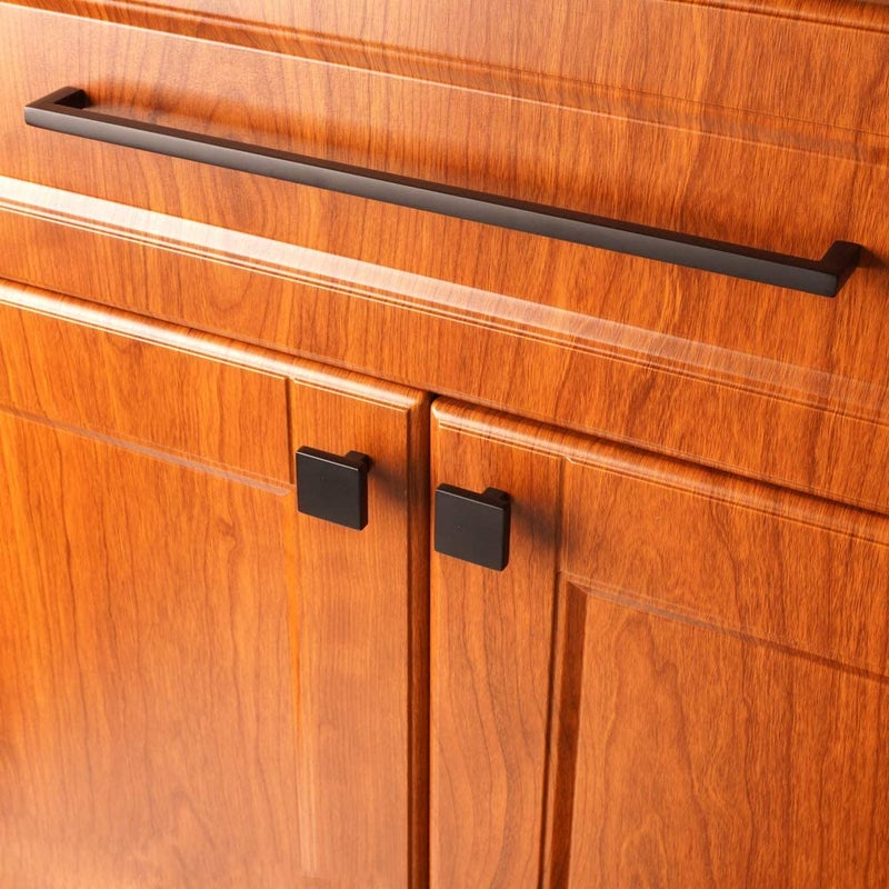 Koofizo Solid Square Bar Cabinet Handle - Black Furniture Pull, 12.6 Inch/320Mm Screwhole Distance, 1-Piece For Kitchen Cupboard Door, Bedroom Dresser Drawer, Bathroom Wardrobe Hardware - Image 4