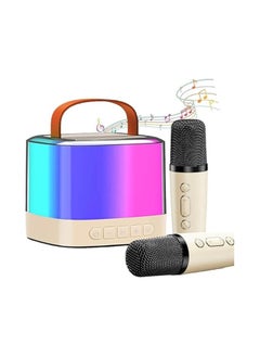 PEETTA Mini Karaoke Machine for Kids and Adults, Portable Bluetooth Karaoke Speaker, Mini Karaoke Machine with 2 Wireless Microphones and Led Lights, Birthday Gifts Toys for Girls Boys Family (Beige) - pzsku/Z4A5DC63F6680BB993567Z/45/_/1736956717/9975010a-5540-4ee8-9e62-dce9f67db8df