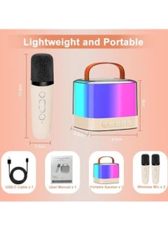 PEETTA Mini Karaoke Machine for Kids and Adults, Portable Bluetooth Karaoke Speaker, Mini Karaoke Machine with 2 Wireless Microphones and Led Lights, Birthday Gifts Toys for Girls Boys Family (Beige) - pzsku/Z4A5DC63F6680BB993567Z/45/_/1736956960/ba193c07-e61a-4020-9a26-ac2b71bc295e