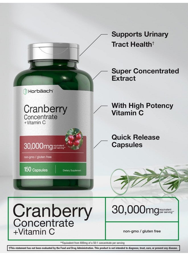 Horbäach Cranberry Concentrate Extract + Vitamin C ; 30 000Mg ; 150 Capsules ; Triple Strength Ultimate Potency Formula ; Non Gmo And Gluten Free Cranberry Pills Supplement ; By Horbaach - Image 4