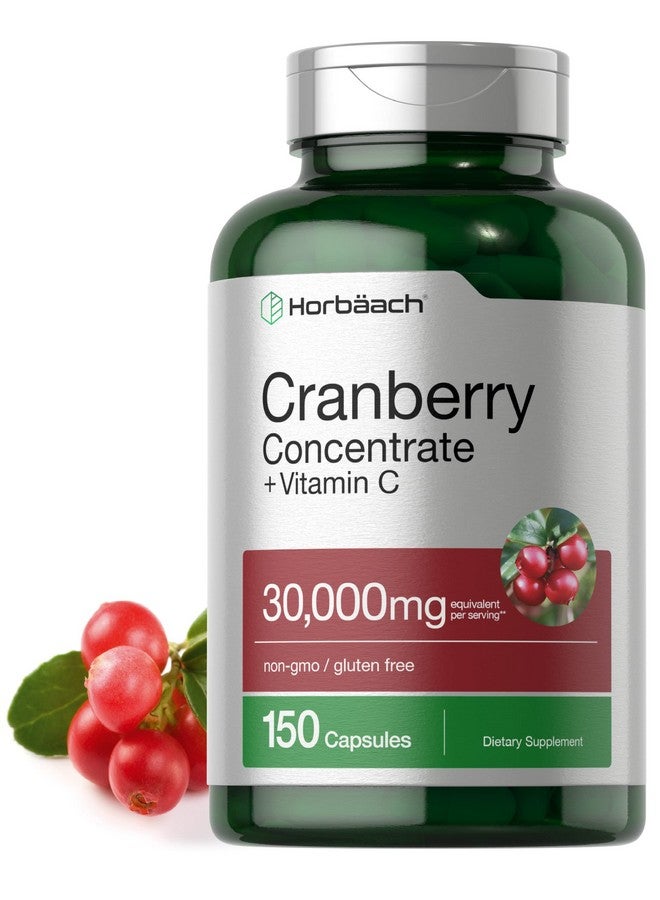 Horbäach Cranberry Concentrate Extract + Vitamin C ; 30 000Mg ; 150 Capsules ; Triple Strength Ultimate Potency Formula ; Non Gmo And Gluten Free Cranberry Pills Supplement ; By Horbaach - Image 1