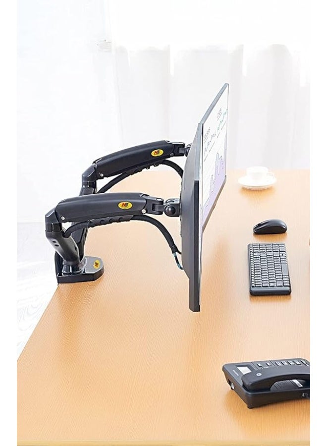 حامل شاشة مزدوج للمكتب، ذراع شاشة كمبيوتر دوار كامل الحركة لشاشتين مقاس 17-27 بوصة مع سعة تحميل تتراوح من 4.4 إلى 19.8 رطل لكل شاشة F160 - Image 3