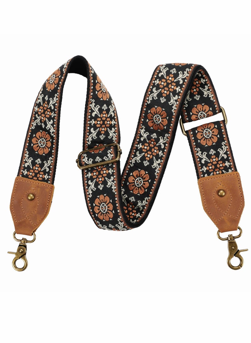 Excefore Purse Strap, Cowhide Head Wide Shoulder Strap Adjustable Replacement,Retro Jacquard Embroidery Multi-Pattern Crossbody Bag Straps for Handbag,Crossbody Bags,Shoulder Bags - Image 1
