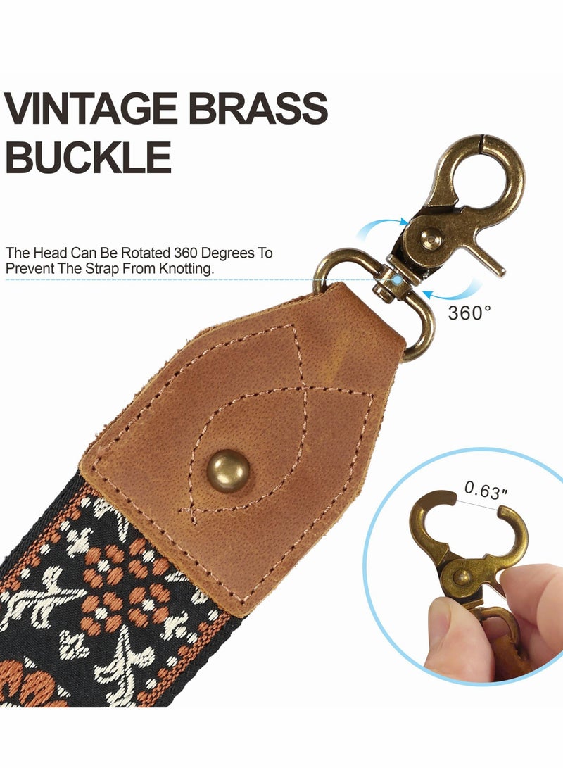 Excefore Purse Strap, Cowhide Head Wide Shoulder Strap Adjustable Replacement,Retro Jacquard Embroidery Multi-Pattern Crossbody Bag Straps for Handbag,Crossbody Bags,Shoulder Bags - Image 4