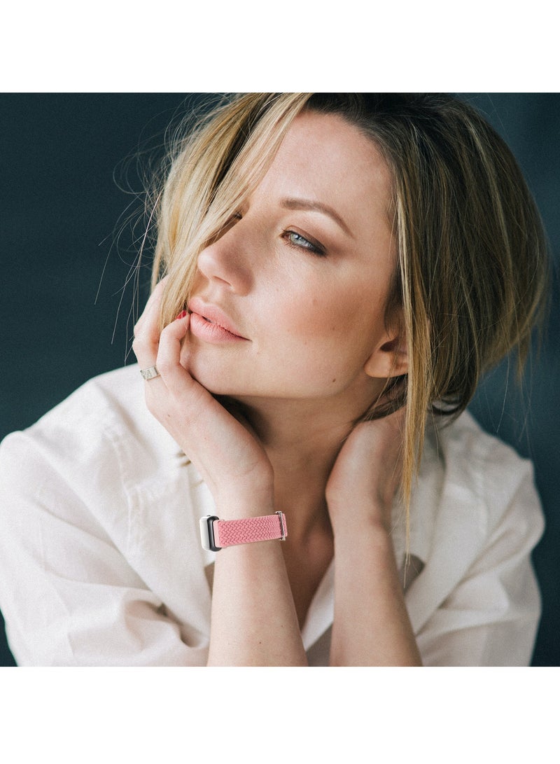 Alyashmac Strap for Huawei Band 10/9/8 Hand-woven Adjustable Strap,Compatible for Huawei Band 10/9/8 Replacement Nylon Wristband Strap,Pink - Image 2