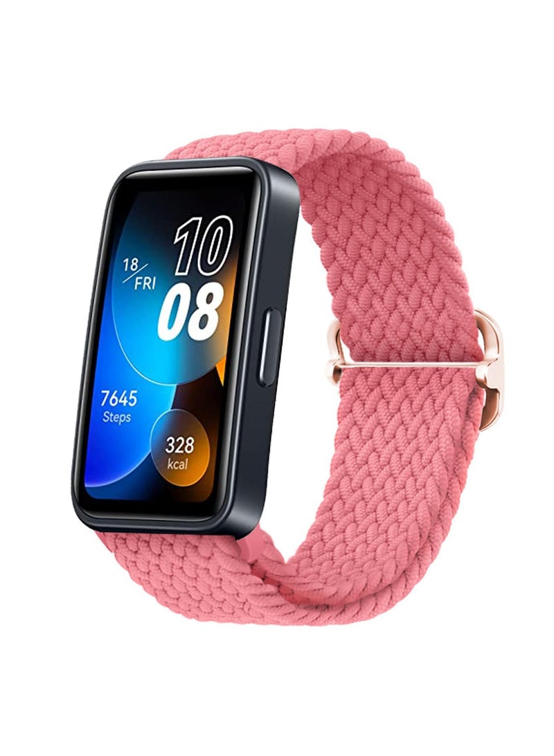 Alyashmac Strap for Huawei Band 10/9/8 Hand-woven Adjustable Strap,Compatible for Huawei Band 10/9/8 Replacement Nylon Wristband Strap,Pink - Image 1