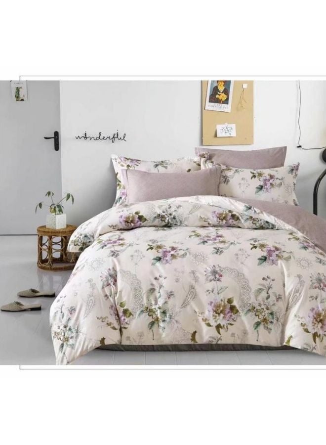 AL RAID King Size Duvet Cover Set 6 Pieces (4 Pillowcases,1 Duvet Cover & 1 Fitted Sheet) Luxury Soft Bedding Set Cozy Cotton Duvet Cover Set (King Size, 200x200+30CM)