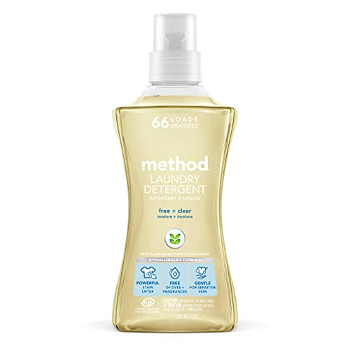 Method Liquid Laundry Detergent; Fragrance Free + Clear; Plant-Based Stain Remover; 66 Loads per 53.5 fl oz bottle; (Pack of 1) - Image 1