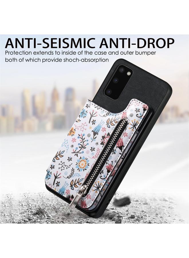 S-TOP Case For Samsung Galaxy S21 FE 5G Retro Painted Zipper Wallet Back Phone Case - Image 5