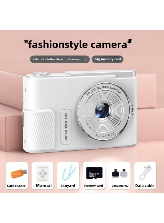 Generic High-definition Self-timer Student Ccd Retro Digital Camera Front And Back Double Camera Portable Small Campus Card Machine-Body Color:Youth White 4400w Front And Rear Cameras + Filters - Package Four  - Image 1