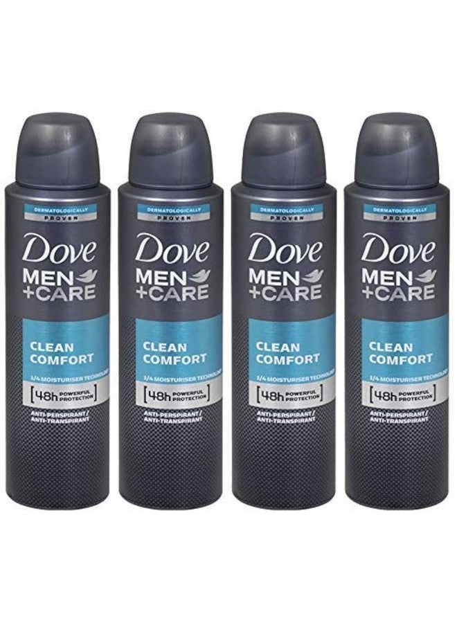 Dove Dove Men + Care Clean Comfort Spray Deodorant & Antiperspirant 150ml / 3.8 Ounce,(4 Pack)