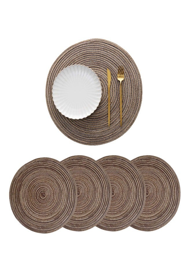 وهاواي 36cm Round Braided Placemats Set of 4 Non Slip Washable Heat Resistant Table Mats Woven Place Mats for Kitchen Dining Table Party Decoration(Coffee) ﻿ - Image 1