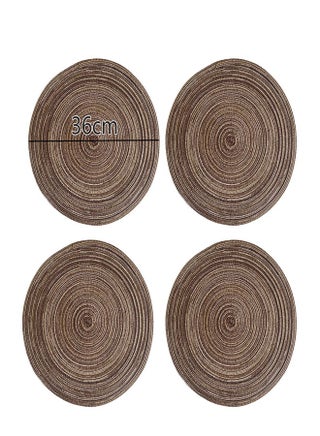36cm Round Braided Placemats Set of 4 Non Slip Washable Heat Resistant Table Mats Woven Place Mats for Kitchen Dining Table Party Decoration(Coffee) ﻿ - view 2