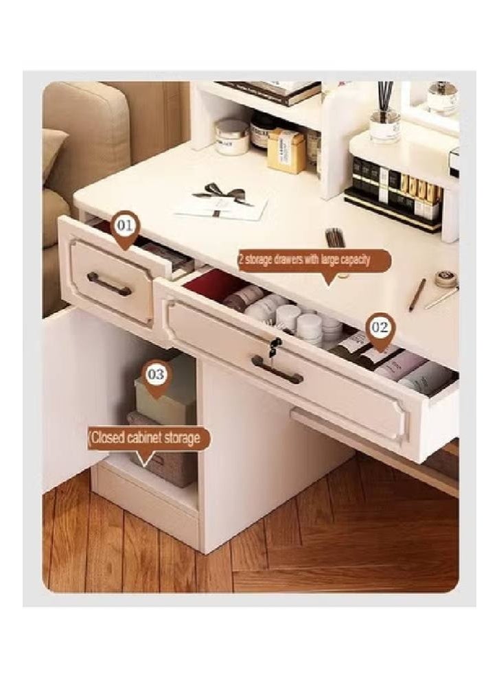 keke Multifunctional Makeup Vanity Dressing Table with LED Mirror and Chair 80 CM - Image 2