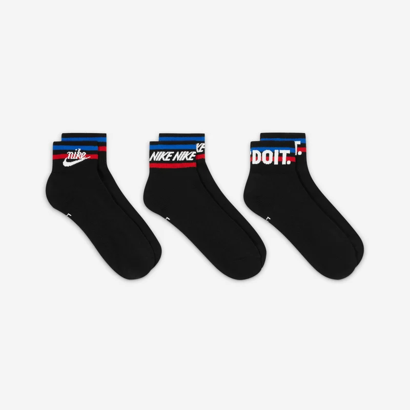 Nike Black Everyday Essential Ankle Socks (3 Pack)  | Best Price UAE