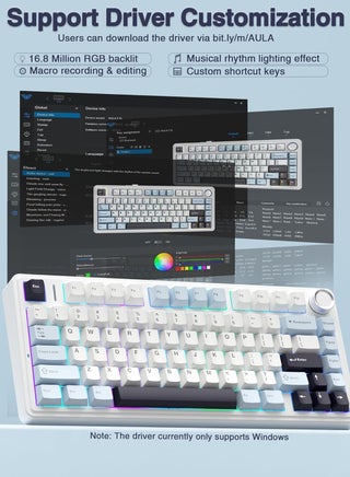 F75 75% Gaming Keyboard,Wireless Mechanical Keyboard, Hot Swappable Creamy Keyboard, Pre-lubed Greywood Switches RGB Backlit Gaming Keyboards, 3Modes (2.4GHz/Type-C/BT5.0)White/Blue - view 2