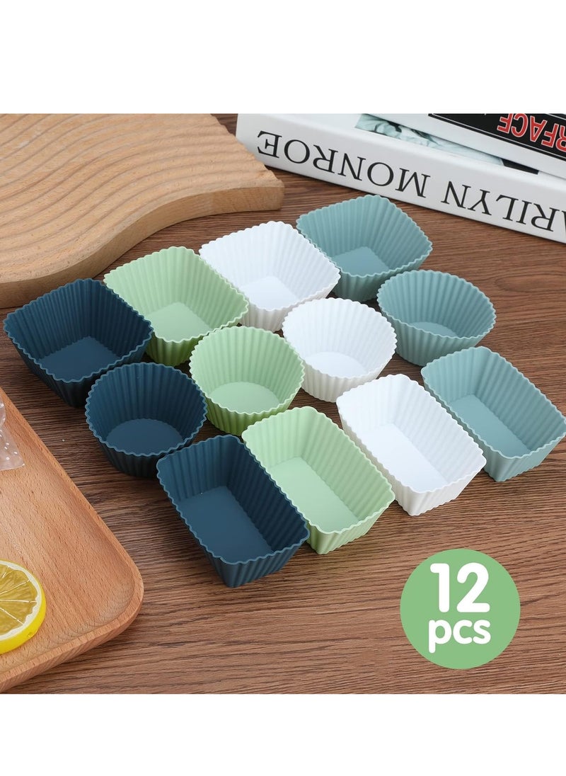 SYOSI - Silicone Cup cake Moulds 12Piece Reusable Cup cake Cases Non-Stick Bakeware Muffin Cases Food Grade Safety Air Fryer Liner Oven Bakeware Baking Cups Kit For DIY Baking Bread Cakes Daily Use - Image 1