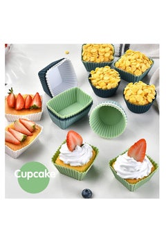 SYOSI Silicone Cup cake Moulds 12Piece Reusable Cup cake Cases Non-Stick Bakeware Muffin Cases Food Grade Safety Air Fryer Liner Oven Bakeware Baking Cups Kit For DIY Baking Bread Cakes Daily Use  - Image 3