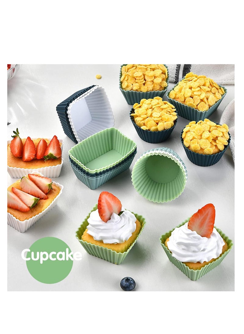 SYOSI - Silicone Cup cake Moulds 12Piece Reusable Cup cake Cases Non-Stick Bakeware Muffin Cases Food Grade Safety Air Fryer Liner Oven Bakeware Baking Cups Kit For DIY Baking Bread Cakes Daily Use - Image 1