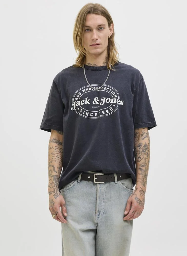 JACK & JONES Jjedover Printed Crew Neck T-Shirt