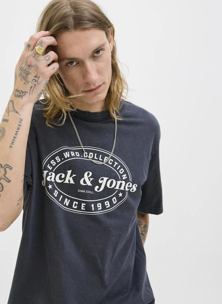 JACK & JONES Jjedover Printed Crew Neck T-Shirt