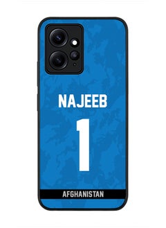 Cover for Redmi Note 12 4G, Rugged Black Slim fit Soft Flexible Thin Protective Phone Cases - Player Name - Najibullah Zadran, Jersey Number- 1