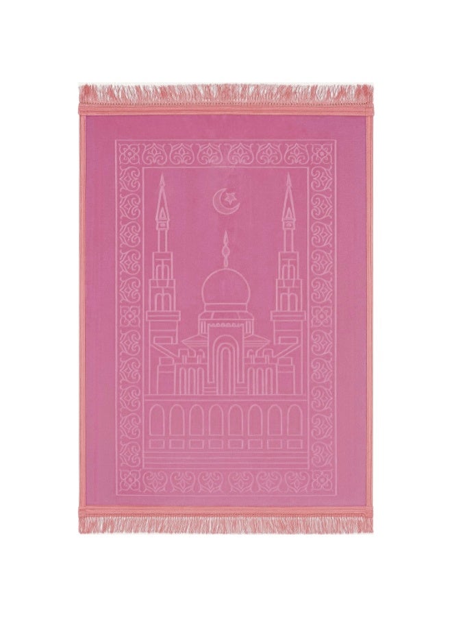 فابينني مجموعة من سجادتي صلاة إسلاميتين مضادتين للانزلاق للزوجين، مقاس 80×120 سم، مريحة وعالية الجودة، هدية للعيد ورمضان والعمرة والحج، لون وردي/رمادي - Image 3