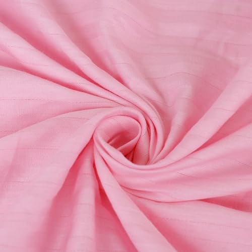 AVI 300 TC Satin Stripe Glace Cotton Flat Double Bedsheet with Two Pillow Cover for Home (Pink. 100x108 inch) - Image 3