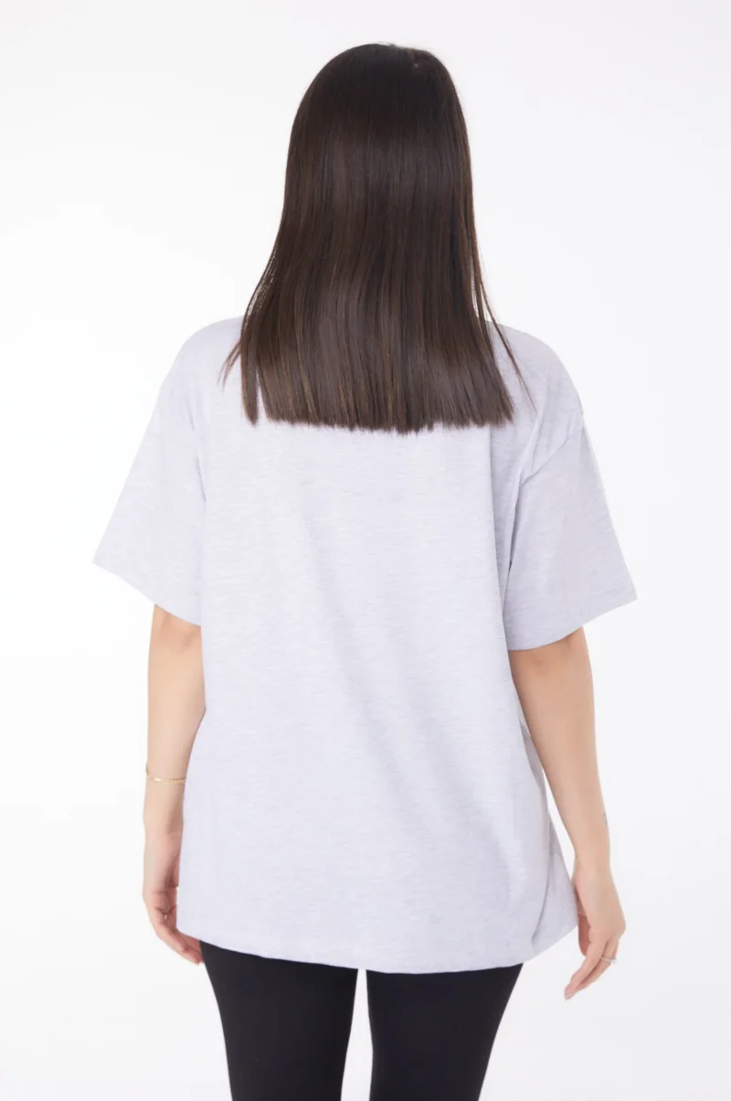 Tofisa Plain Crew Neck Women's Gray Stone T-Shirt" - 25697