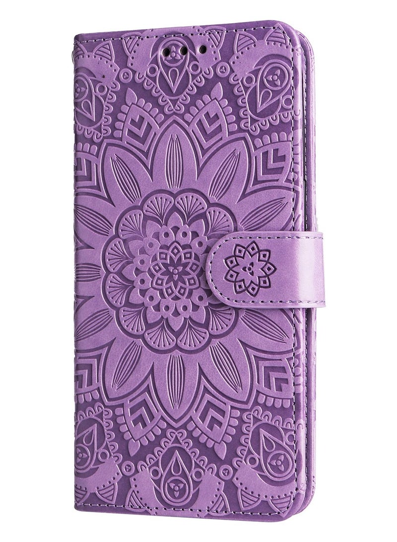 Suteni Heat Embossed Flip Cover Leather Card Slots Phone Case for iPhone - Image 1