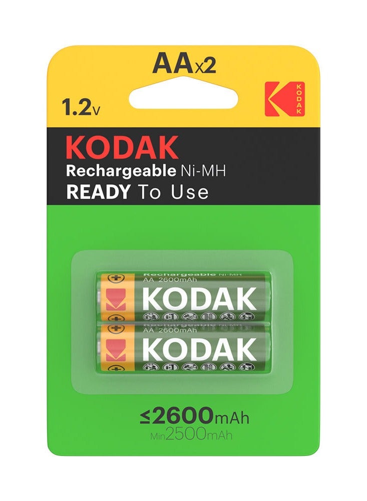 Kodak Kodak AA 2-Cells 2600mAh Ni-MH 1.2V HR6 - MN1500 Rechargeable Batteries - Image 1