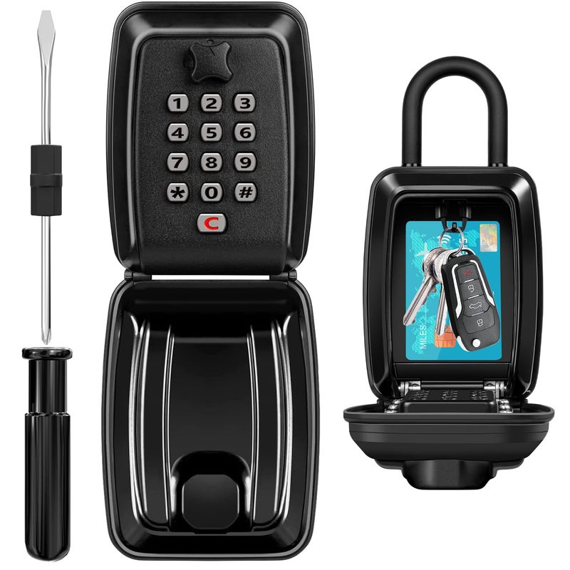HUANLANG Key Lock Box for Outside 12Digit Combination Lock Box Waterproof Key Lockbox with CodeKey Hider Safe for Home Garage Office