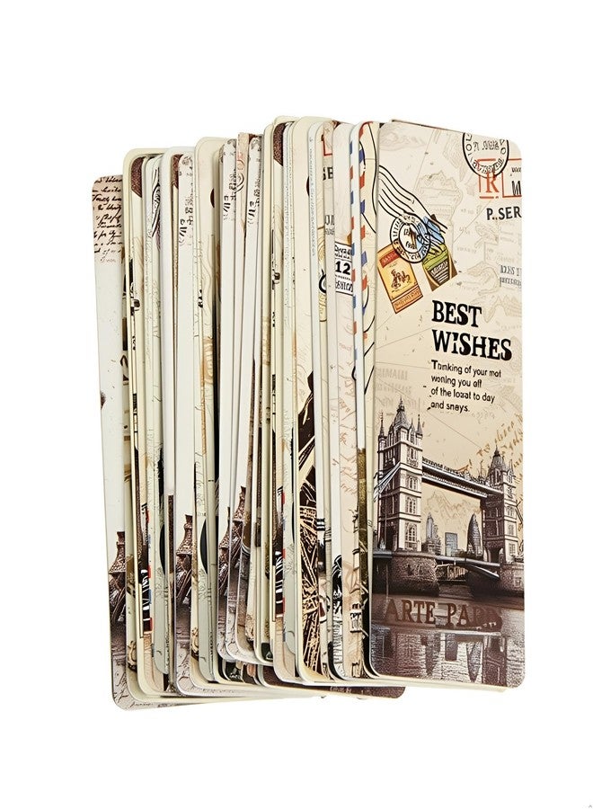 Dwuww مجموعة من 30 قطعة من فواصل الكتب، ودفاتر الملاحظات، ودفاتر المذكرات، وأغلفة الكتب، وملحقات الكتب، تتضمن مشاهد أوروبية عتيقة، وبطاقات بريدية قديمة للسفر. - Image 1