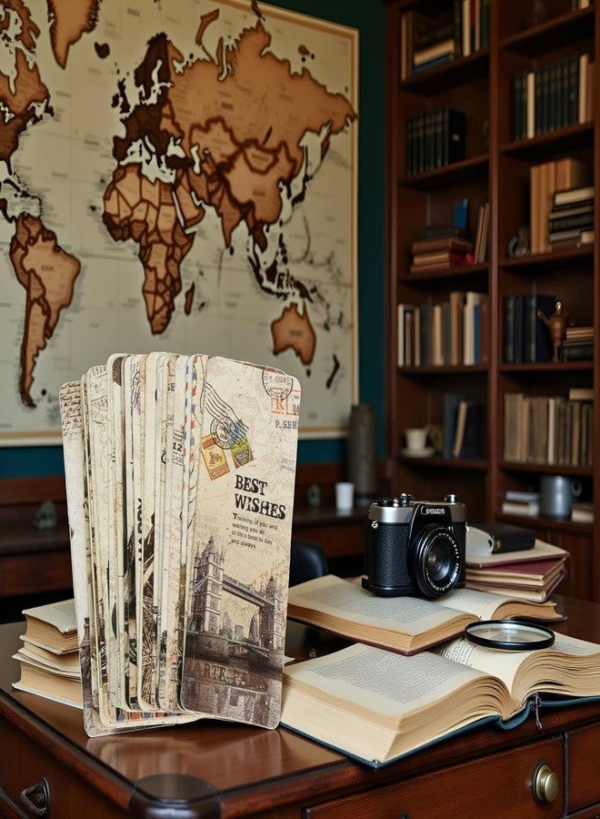 Dwuww مجموعة من 30 قطعة من فواصل الكتب، ودفاتر الملاحظات، ودفاتر المذكرات، وأغلفة الكتب، وملحقات الكتب، تتضمن مشاهد أوروبية عتيقة، وبطاقات بريدية قديمة للسفر. - Image 5
