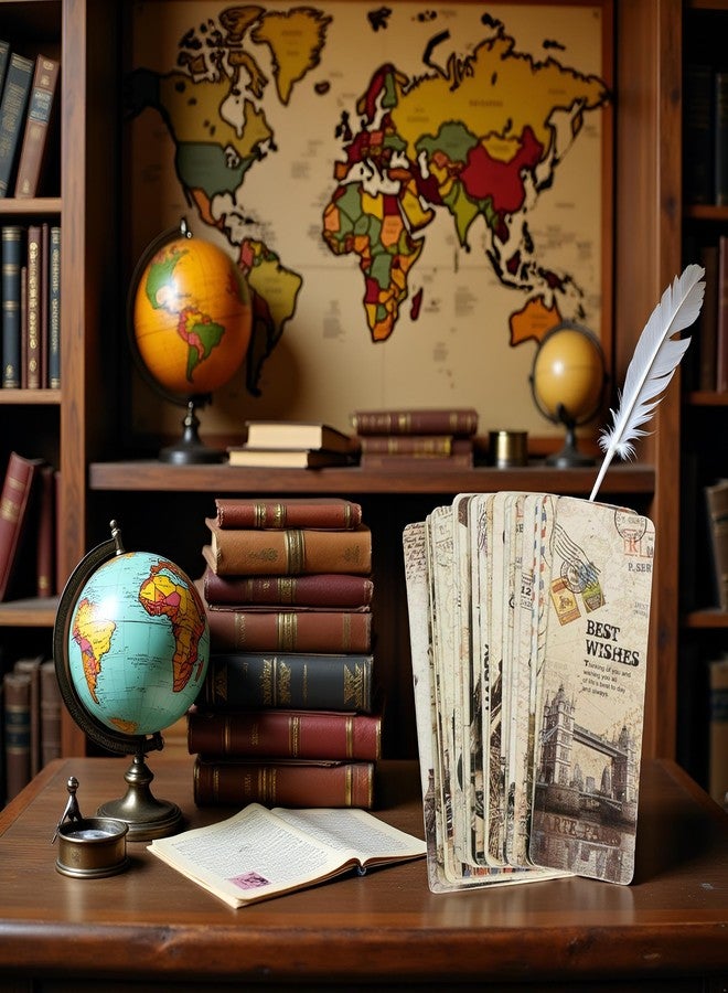 Dwuww مجموعة من 30 قطعة من فواصل الكتب، ودفاتر الملاحظات، ودفاتر المذكرات، وأغلفة الكتب، وملحقات الكتب، تتضمن مشاهد أوروبية عتيقة، وبطاقات بريدية قديمة للسفر. - Image 4