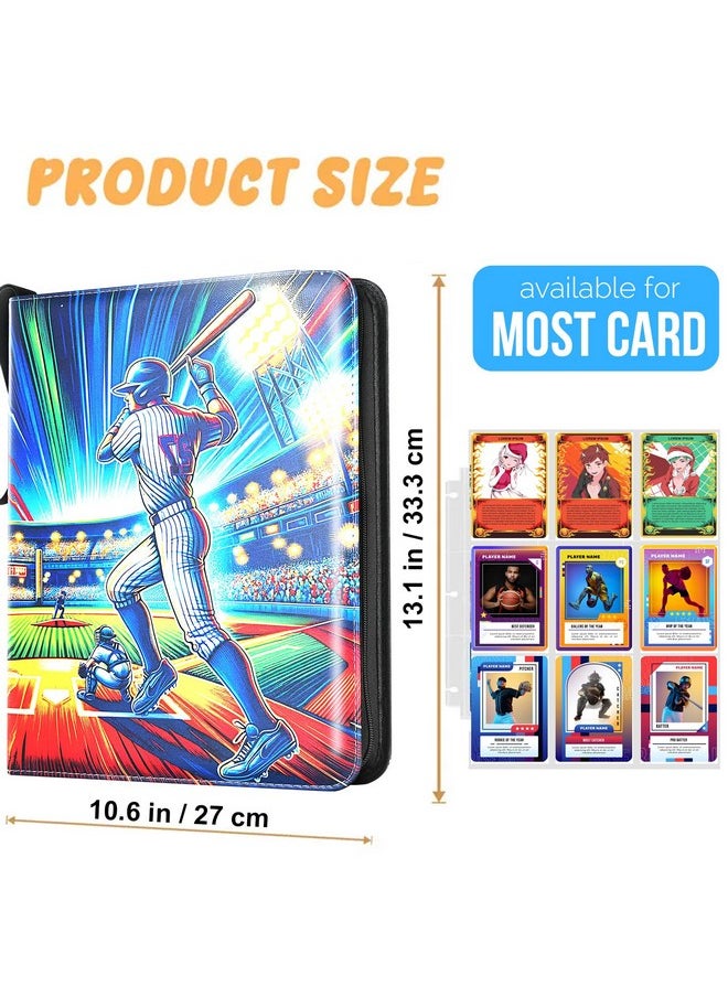 Hamkot 900 Pockets Trading Baseball Card Binder with Sleeves, 50 Removable Pages, 3 Ring Zipper Binder Collectable Card Book Album with Strap, Leather Sport Games Cards Folder, Card Collector Gifts  - Image 3