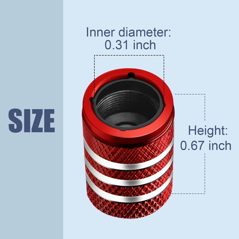 DECURCAR Tire Valve Stem Caps Cover - (5 Pack) Tire Air Cap N2 Nitrogen Metal with Plastic Liner Corrosion Resistant Leak-Proof for Car Truck Motorcycle Bike Red - Image 3