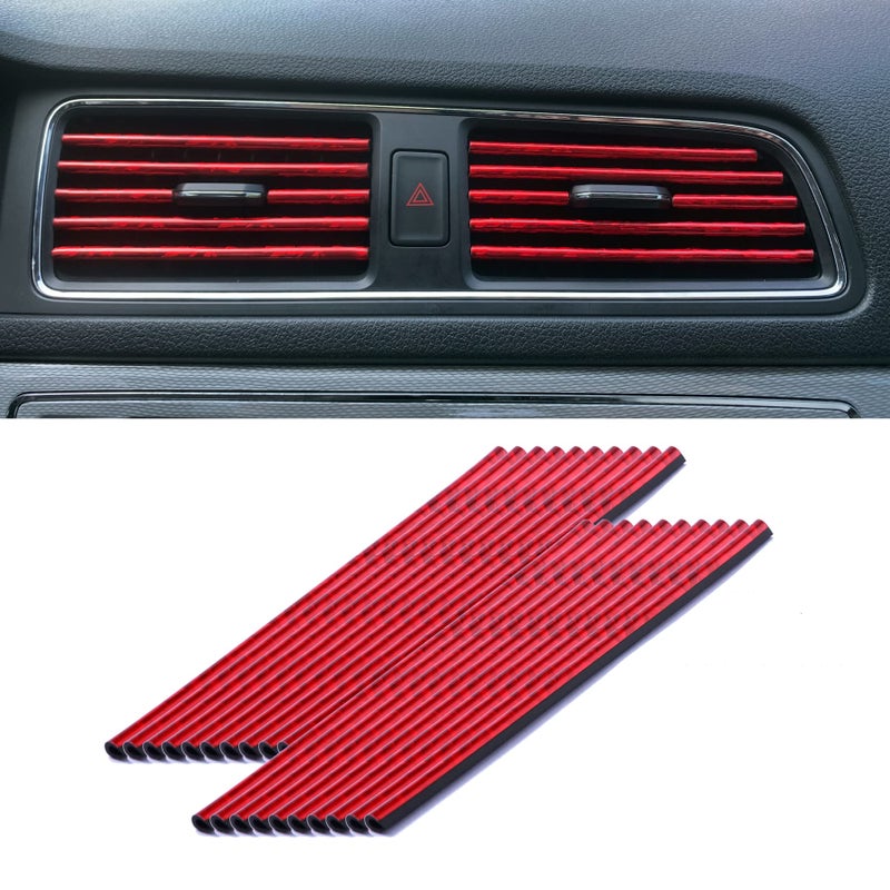 LivTee 20 Pieces Car Air Conditioner Decoration Strip for Vent Outlet, Universal Waterproof Bendable Air Vent Outlet Trim Decoration, Car Interior Accessories (Shiny red) - Image 1