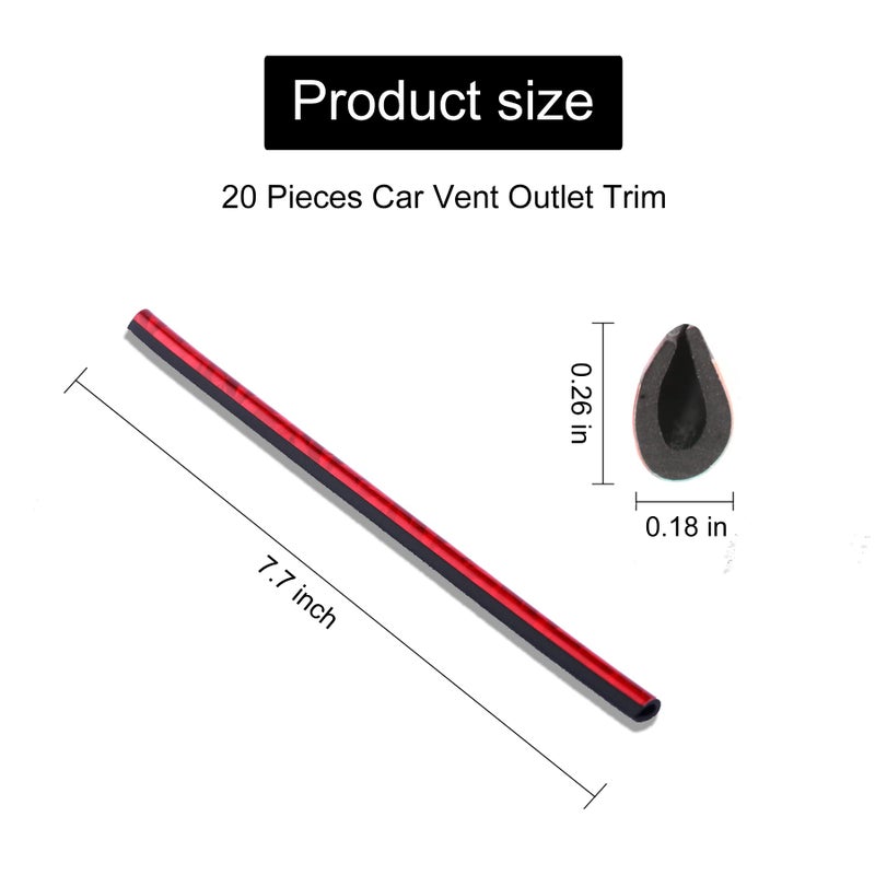 LivTee 20 Pieces Car Air Conditioner Decoration Strip for Vent Outlet, Universal Waterproof Bendable Air Vent Outlet Trim Decoration, Car Interior Accessories (Shiny red) - Image 2