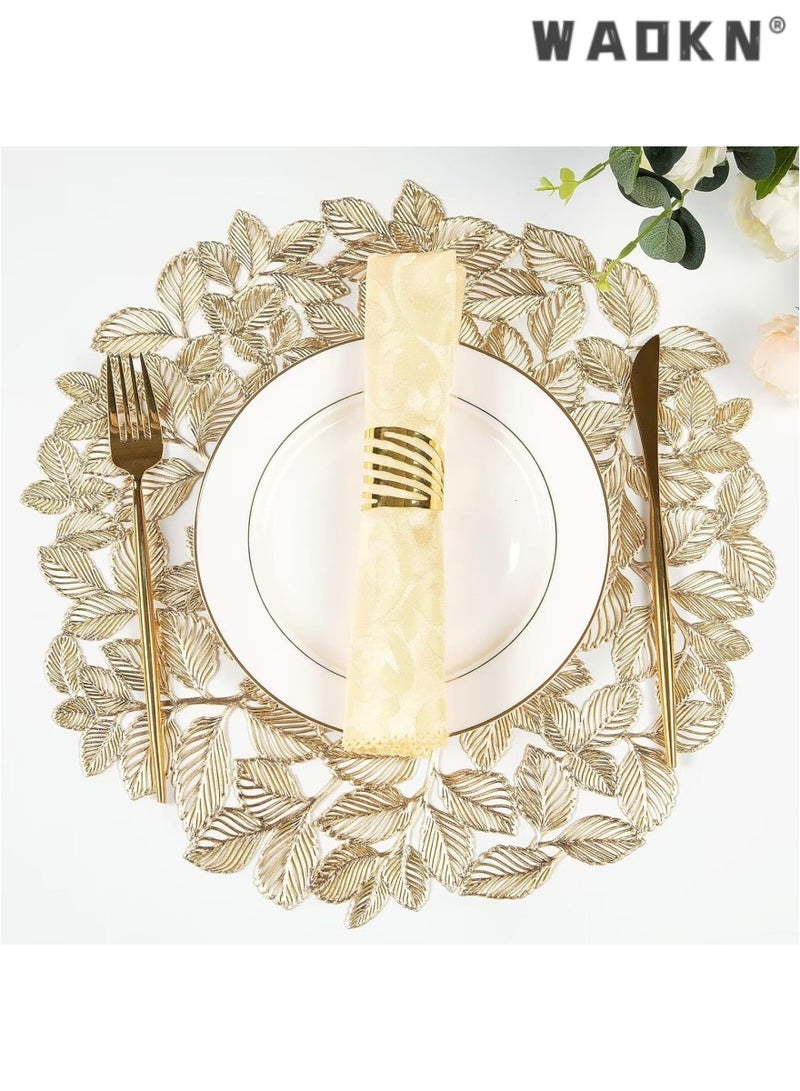 دبليو أيه أو كي أن مجموعة من 6 أجوف المضادة للانزلاق المعادن ديكور الجدول حصيرة ، والتي يمكن استخدامها لتزيين طاولة الطعام والمطبخ . - Image 1